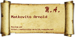 Matkovits Arnold névjegykártya